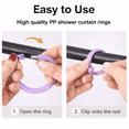 thumbnail image 2 of 12 Pack Shower Curtain Rings Hooks Plastic Easy Glide Snap Closure Rust Free Fits All Standard Shower Rods Lavender, 2 of 6