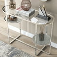 thumbnail image 5 of Furniture of America Jolle 2-Shelf Waterfall Pattern Glass Top and Chrome Sofa Table, 5 of 7
