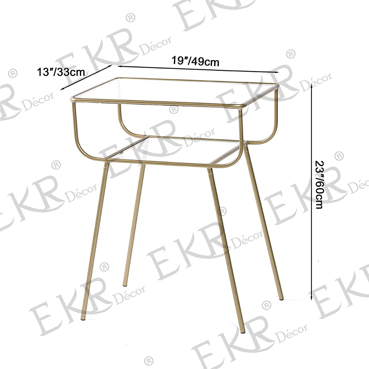 EKR Bedside Table Night Stands Side Table Tempered Glass Top for Bedrooms Living Room Mid Century Accent Metal Gold End Table Modern Living Furniture Home and Kitchen