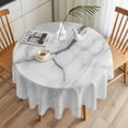 thumbnail image 3 of White Marble Round Tablecloth 54 inches Grey White Abstract Art Waterproof Oil-Proof Table Cloth Round Table Cover for Holiday Party Picnic Dinner Decor Indoor and Outdoor Use, 3 of 9