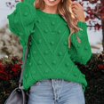 thumbnail image 2 of Gibobby Sueter Navideños Mujer de punto con cuello redondo para mujer, de punto con lunares, manga larga, liso, elegante, Top de punto(Verde,CH), 2 of 5