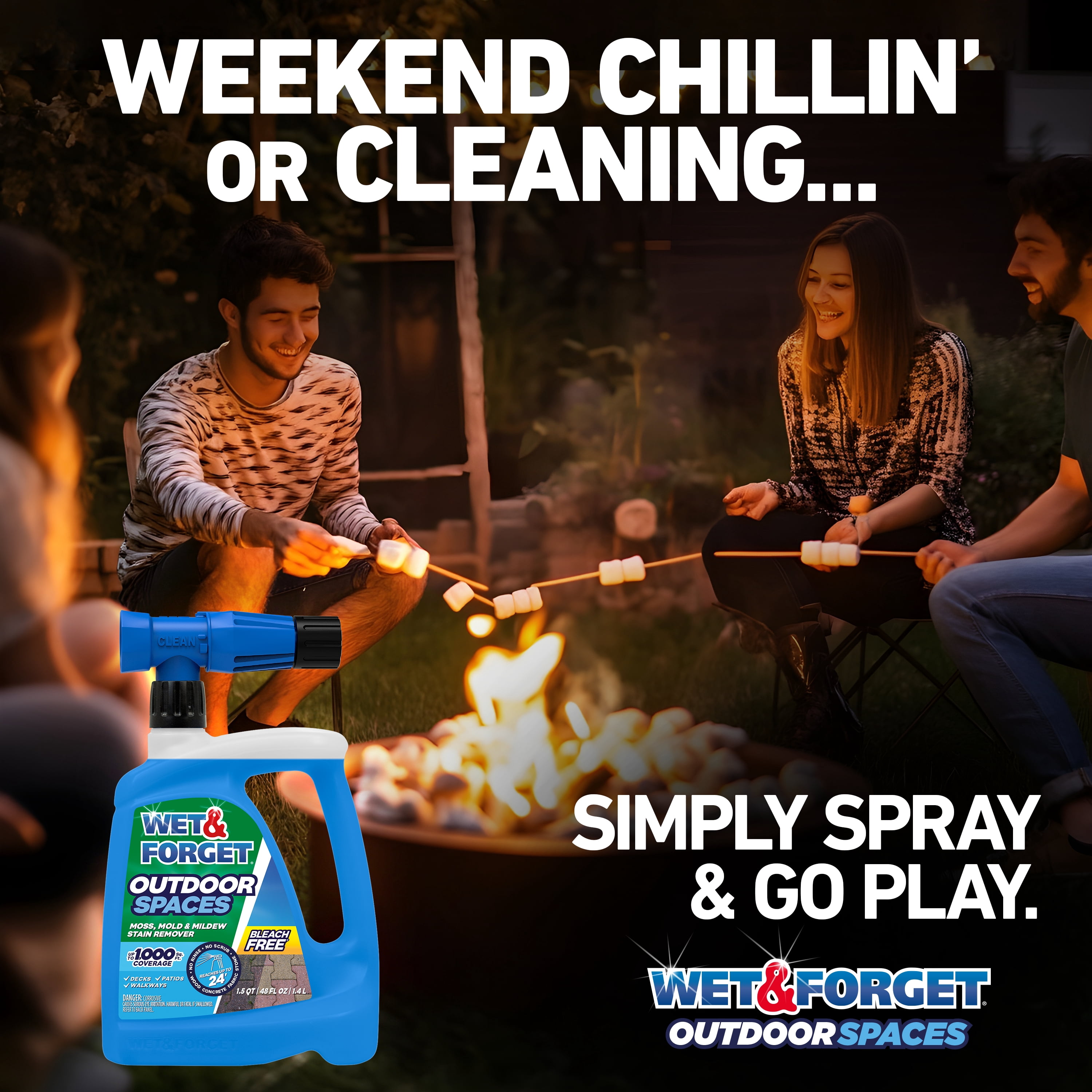 Wet & Forget Outdoor Spaces Moss, Mold, Mildew, and Algae Stain Remover Spray, 48 oz