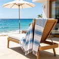 thumbnail image 3 of Beach Towel with Tassels Striped Quick Dry Lightweight 100x180cm for Travel Pool Camping Picnic, 3 of 6