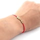 thumbnail image 4 of Pulsera tibetana hecha a mano con 5 cuentas de cobre y latón irregulares, cadena de cuerda ajustable con hilo rojo de la suerte del feng shui chino, 4 of 5
