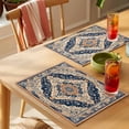 thumbnail image 4 of Vintage Floral Placemats Set of 8, Navy Brown Classical Ethnic Bohemian Non-Slip Place Mats Washable Table Mats for Kitchen Dining Table Decorations Indoor/Outdoor, 4 of 9