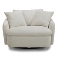 thumbnail image 3 of Pemberly Row Fabric Upholstered Swivel Chair with 2 Toss Pillows - Sand, 3 of 7