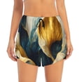 thumbnail image 2 of Picia Golden Blue Leaf Design Pattern Women's 2 in 1 Athletic Running Shorts High Waisted Workout Casual Gym Sweat Shorts with Comfy Liner Zipper Pockets-XX-Large, 2 of 9