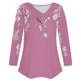 thumbnail image 4 of Utoimkio Women's V Neck Long Sleeve T Shirts Casual Floral Print Tunic Tops Basic Tees Blouses for Women, 4 of 4