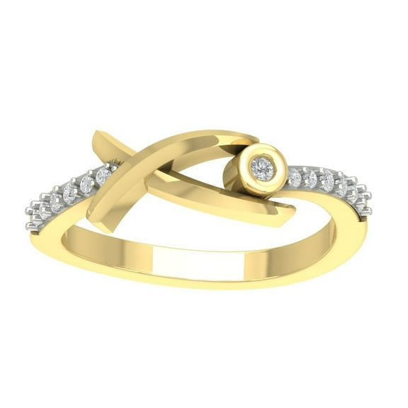 ARAIYA FINE JEWELRY 10K Yellow Gold Lab Grown Diamond Criss Cross Band Ring (1/6 cttw, D-F Color, VS Clarity), Size 7