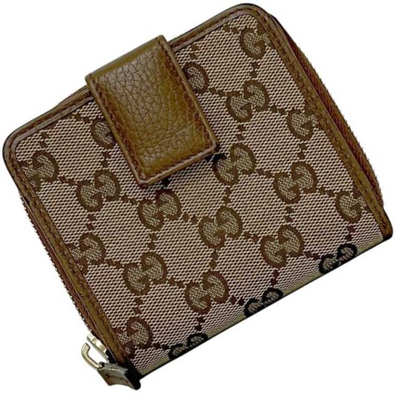 Pre-Owned Gucci Bifold Wallet ec-24873 Beige Brown GG Canvas 346056 Leather 2184 GUCCI Compact...