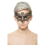 Kayso BD006BK Black Classic Royal Masquerade Mask with Clear Rhinestones - One Size