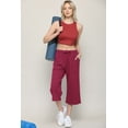 thumbnail image 2 of Made by Johnny Women's Capri Pants Loose Yoga Pants Wide Leg Drawstring Comfy Lounge Pajama Capris Sweatpants with Pockets M WINE, 2 of 6