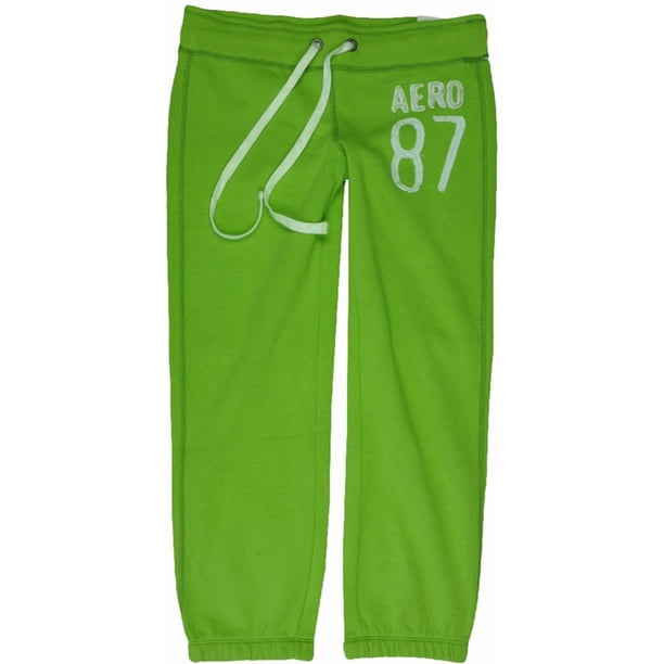 Aeropostale - Pantalones de chándal deportivos bordados para mujer, verde, pequeño