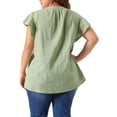 thumbnail image 3 of Agnes Orinda Women's Plus Size Peplum Babydoll Tie V Neck Ruffle Flowy Tunic Top 4X Green, 3 of 6