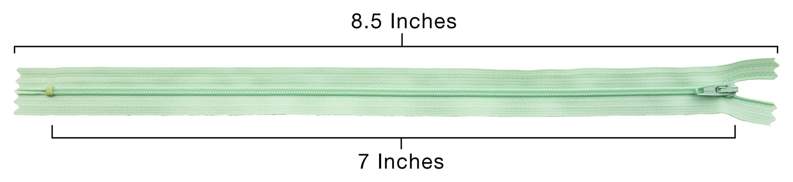 YKK® #3 Lightweight Closed-End Zipper, 7 Inch Length, Mini Mint Green 871 (100 Pack)