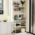 thumbnail image 4 of IVV Bamboo Bakers Rack, 5-Tier Microwave Stand, Kitchen Utility Storage Shelf with 4 S-Shaped Hooks, Coffee Bar Table Station, Standing Rack, 30.75"L x 15"W x 65.75"H, White, 4 of 9