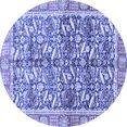 thumbnail image 1 of Ahgly Company Indoor Round Oriental Blue Traditional Area Rugs, 5' Round, 1 of 1