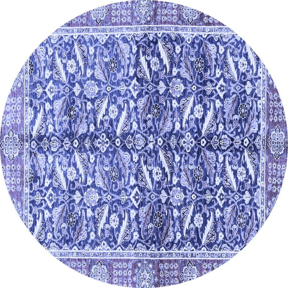 Ahgly Company Indoor Round Oriental Blue Traditional Area Rugs, 5' Round