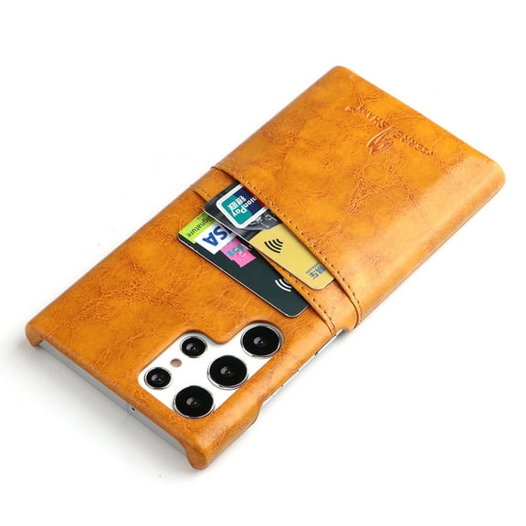 Samsung Galaxy S22 Ultra Case, Dteck Slim PU Leather Back Protective Case Cover With Credit Card Holder for Samsung Galaxy S22 Ultra 6.8 inch 2022,Yellow