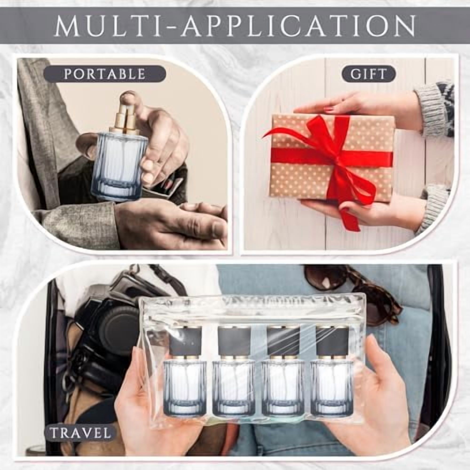 12 Pcs 50 ml Perfume Cologne Bottles Empty Refillable Travel Glass Chic Empty Perfume Spray Bottles Decorative Set for Men Women Portable Dispenser Fragrance Container Set (Black)
