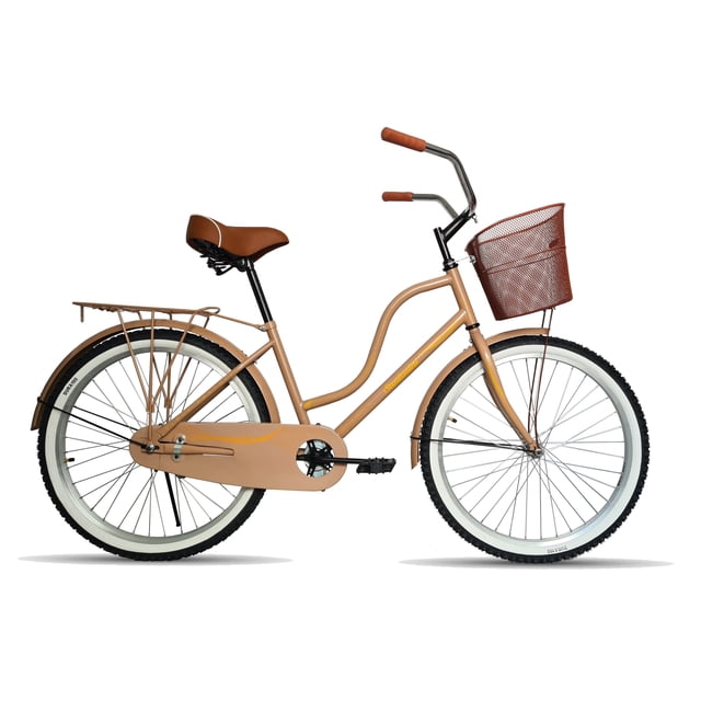 Bicicleta Black Panther Santorini R24 Equipada Con Canasta Beige