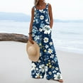 thumbnail image 2 of SwiftWear Wide Leg Jumpsuits for Women Fashion Summer Sleeveless Flower Printing Button Pocket Jumpsuits Long Pants XL, 2 of 8