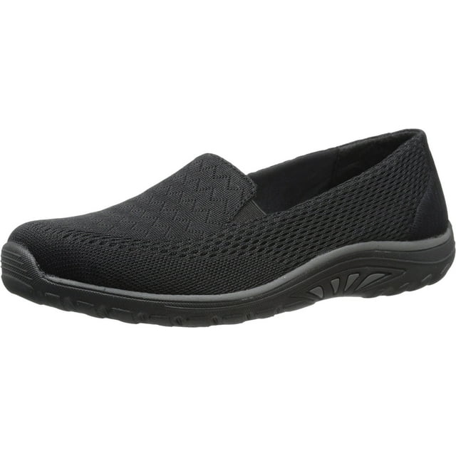 Mocasines planos Skechers Reggae Fest-Willows para mujer, color negro
