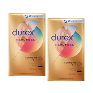 Durex Lubricated Condom Real Natural Skin Feeling Latex Free, 10ct, 2-Pack