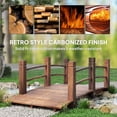 thumbnail image 3 of 5ft Carbonized Wood Garden Bridge with Rails - Outdoor Landscape Decor for Backyard, Pond, or Stream - Sturdy Fir Wood, 60" L x 26.5" W, 3 of 7