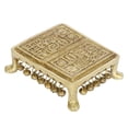 thumbnail image 3 of Brass World Brass Swastik Engraved Pooja Aasan Chowki for Idols Diya Table with Hanging Bells Decor Temple Puja Stool Gift 7 Inch, 3 of 4