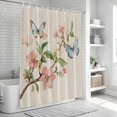 thumbnail image 5 of Country Flowers Shower Curtain Set - 72" x 78" Washable Bathtub Curtain with 12 Hooks, Watercolor Spring Floral Butterfly Waterproof Fabric Stall Shower Curtains for Bathroom/Bathtub Décor, 5 of 6