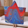 thumbnail image 5 of Blue Red Gold Marble Pattern Hooded Bath Towel，60"x35" for Ages 3 To 12 Kids, Quick Dry Lightweight Soft Microfiber Hood Beach Towel Cover Up for Kids, 5 of 7