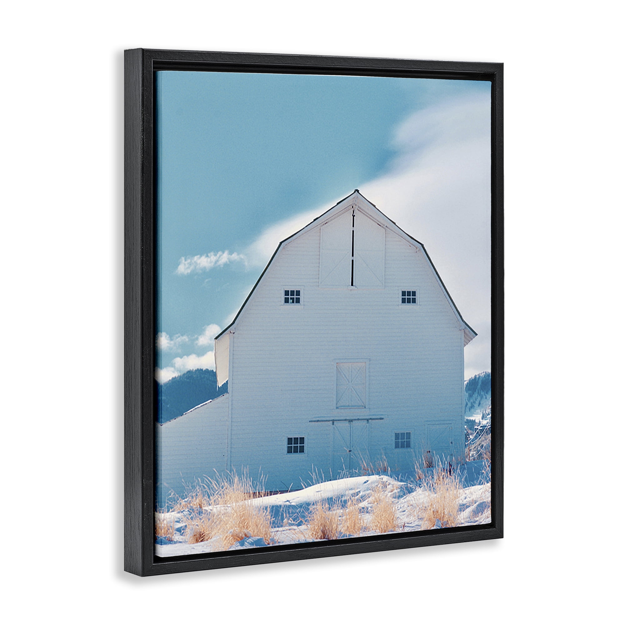 Stupell Industries Niveous Winter Barn Nautical & Beach Photography Black Floater Framed Canvas Art Print Wall Art, 17 x 21
