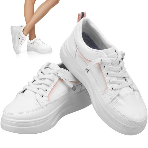 OUNONA Height Increasing Sneakers White Women Platform Women's