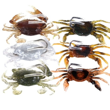 6 Pcs Fish Lures Bait Fishing Saltwater Tool Simulation Crab Sea Soft Bar Sparks Freshwater Silica Gel Steel