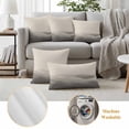 thumbnail image 5 of Grey Beige Ombre Outdoor Pillow Covers 20x12 Set of 2, Waterproof Patio Throw Pillowcase Protectors, Minimalist Ocean Waves Linen Lumbar Decorative Pillow Shams Cushion Covers for Seat Bed Couch Sofa, 5 of 8