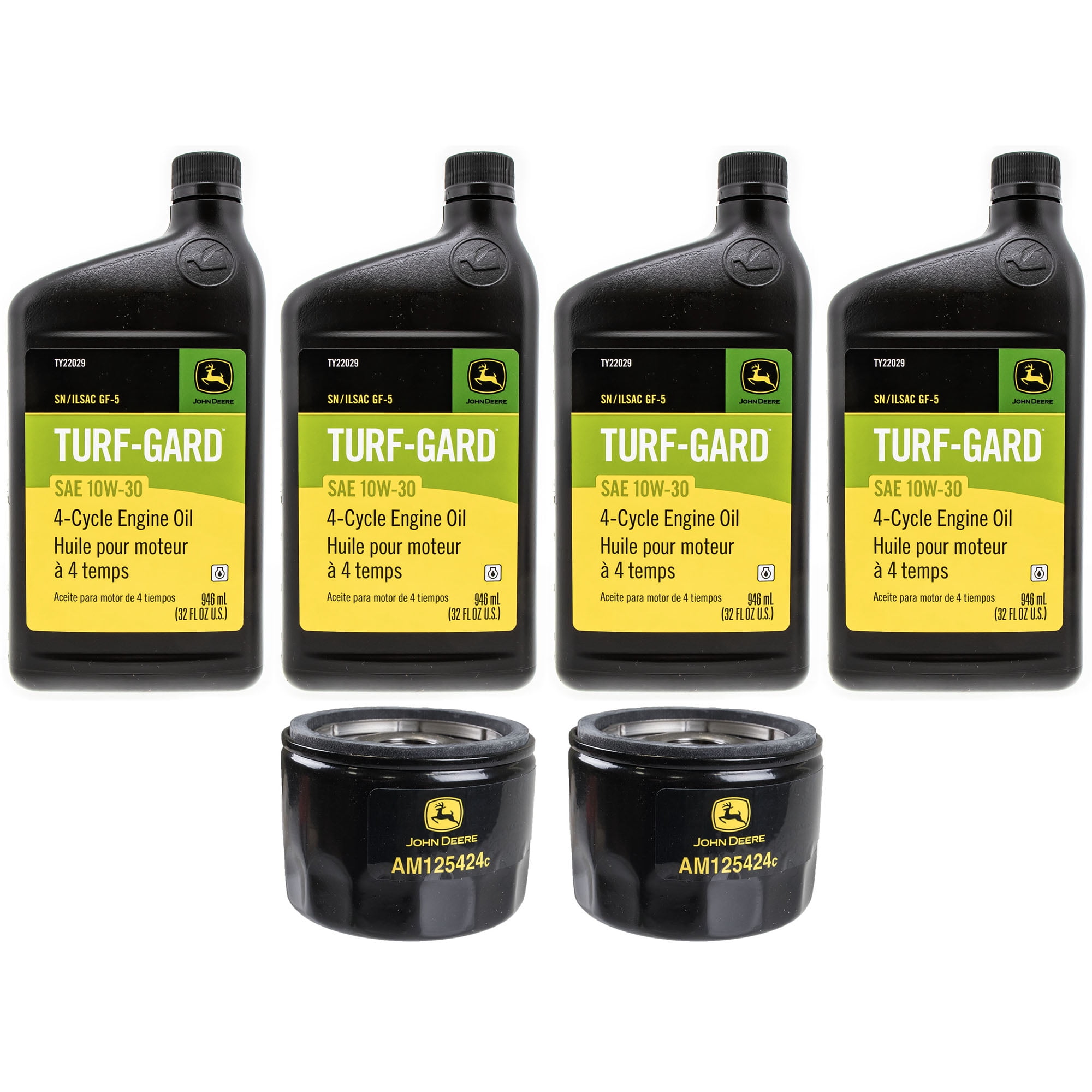 John Deere Double Oil Change Kit OEM 4qts 10W30 Oil w/2 Oil Filters ...