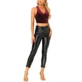 thumbnail image 2 of INSPIRE CHIC  Women's Velvet Cropped Top Sleeveless Crisscross Back Party Blouse L Burgundy, 2 of 5
