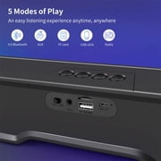 Bluetooth Soundbar with RGB Lights, 20W Home Theater Speaker, 4 Dynamic Light Modes, Built-in 2000mAh Battery, Compatible with TV, PC, Phone, Tablet