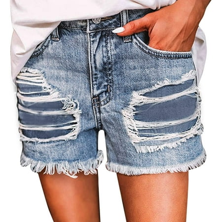 Stretchy Fabric Denim Shorts Shorts Denim Raw Hem Denim Jean Shorts ...