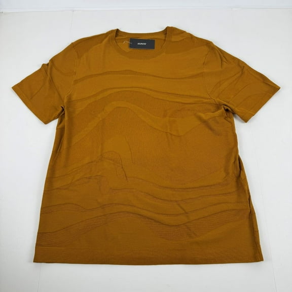 Alfani Men's Tonal Wave Jacquard T-Shirt Rayon/Nylon Light Amber-Large