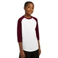 thumbnail image 4 of Sport-Tek YST205 Youth PosiCharge Baseball Long Sleeve Jersey, White & Maroon - Large, 4 of 6