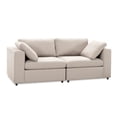 thumbnail image 3 of Tesla Mid-Century Modern L-Shaped Pillow Back Fabric Modular Sectional in Beige, 3 of 5