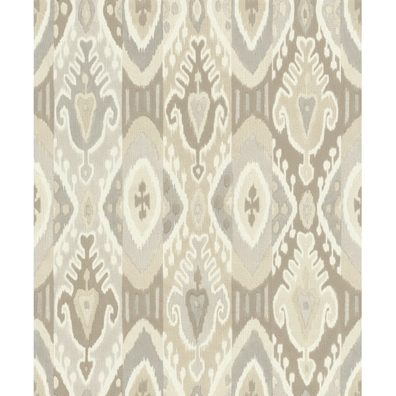 Advantage Villon Light Grey Ikat Wallpaper