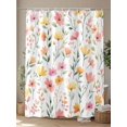 thumbnail image 4 of Spring Floral Standard Shower Curtain Set, Waterproof Shower Curtains for Bathroom, Summer Flowers Watercolor Botanical Washable Fabric Cloth Bath Curtain for Bathtub with Hooks 72x72 Inches, 4 of 6