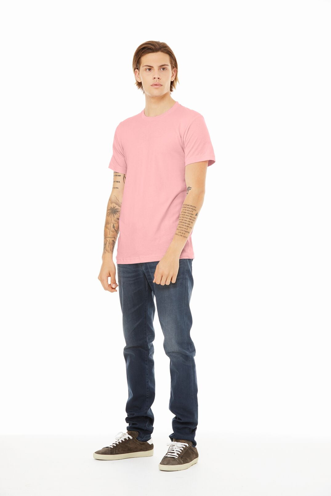 BELLA+CANVAS Adult Crew Neck Personalized T-Shirt, Create Your Own Designs, Pink, Large, Unisex