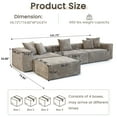 thumbnail image 6 of Magic Home Convertible Sectional Sofa Modular Couch,L-Shaped Modern Corduroy Sofa with Pillows for Living Room,Apartment and Small Space,3-Seat Sofa with one Ottoman,Brown, 6 of 14