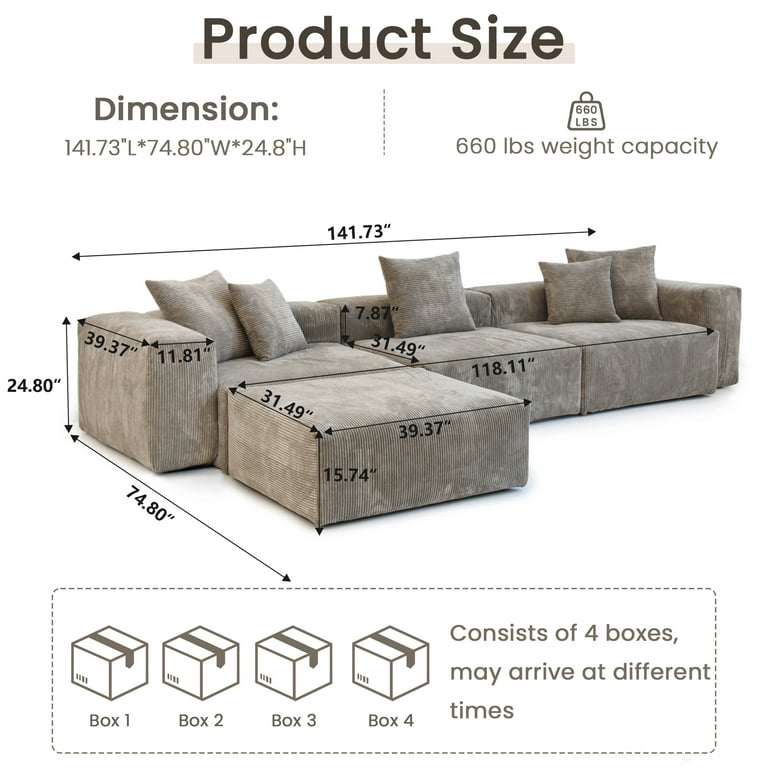 Magic Home Convertible Sectional Sofa Modular Couch,Modern