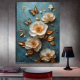 thumbnail image 3 of Mudket Framed,Canvas Wall Art,Ready to Hang,White Peony Golden Leaves Orange Butterfly Floral Canvas Print, Botanical Wall Decor, for Bedroom Living Room Office Decor - 12"L x 8"W, 3 of 10