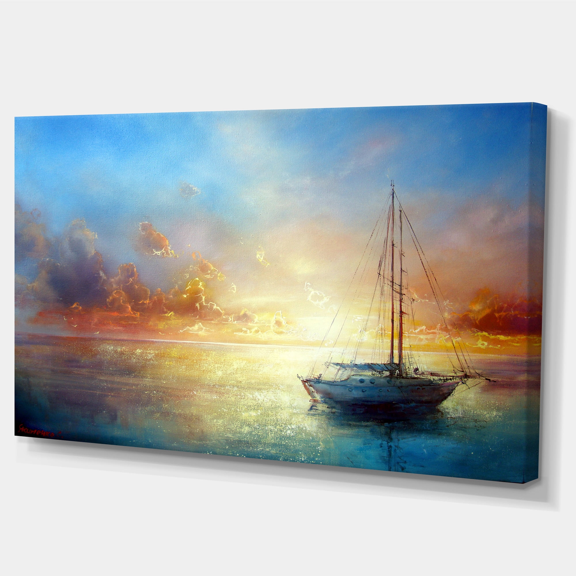 Designart 'Seascape Pier ' Seascape Canvas Art Print